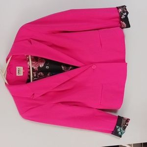 PInk Short Blazer with Black Floral Lining.